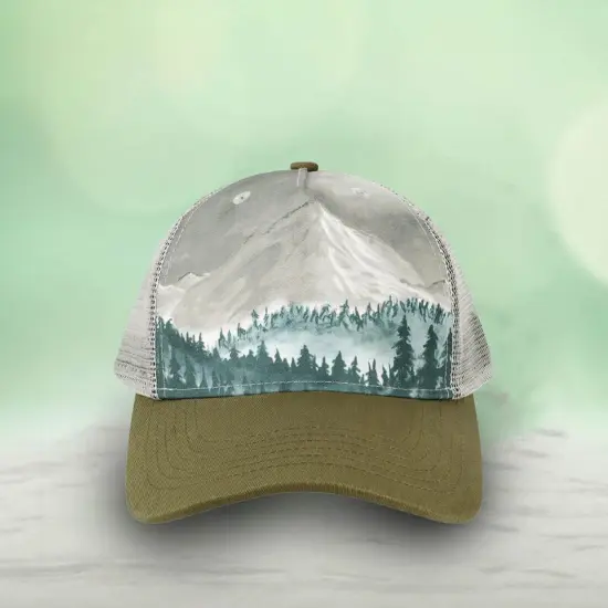 1 Count Scenic Trucker Cap Five Panel Low Profile with Recycled Pre Curved Bill Explorer/Brown {3}