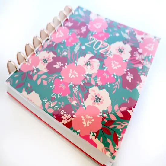2025 Planner - Mini Horizontal Layout, Disc Bound - "Teal & Pink Floral" (#1005) {6}