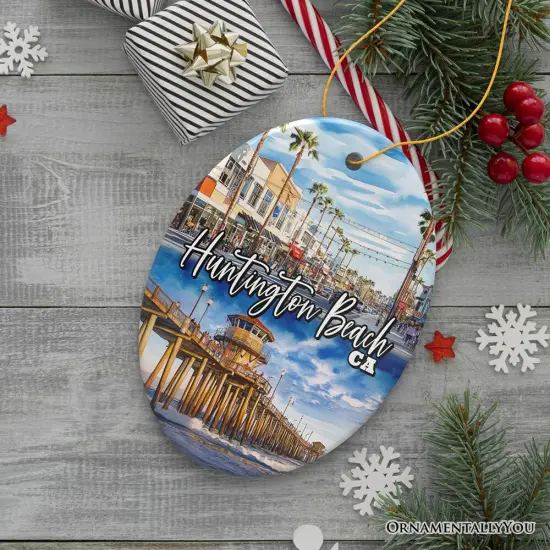 Huntington Beach Heritage Ornament, California Surf Culture Christmas Souvenir and Gift {6}