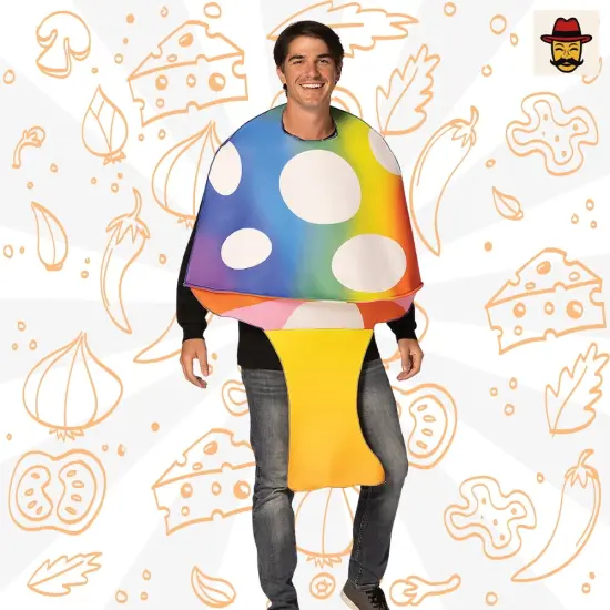 Adults Psychedelic Mushroom Costume, Colorful Foam Tunic for Festivals & Halloween {1}