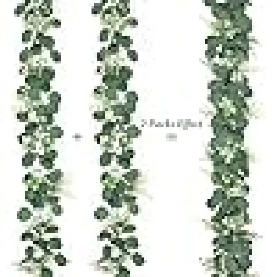 Silver Dollar Eucalyptus Garland with Flowers {3}