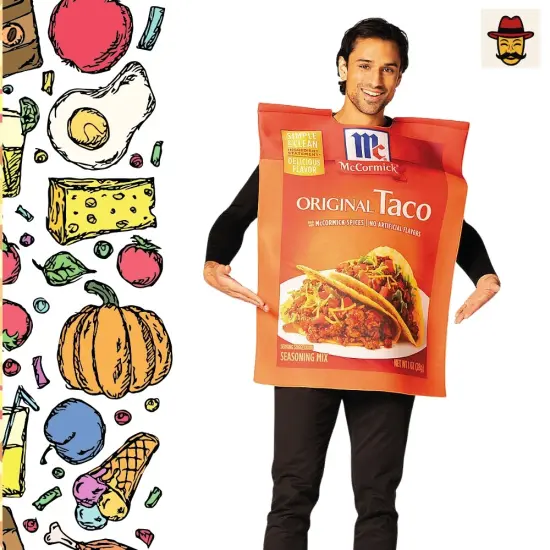 Adults McCormick Taco Seasoning Packet Costume Funny Food Tunic with Realistic Print Front {5}