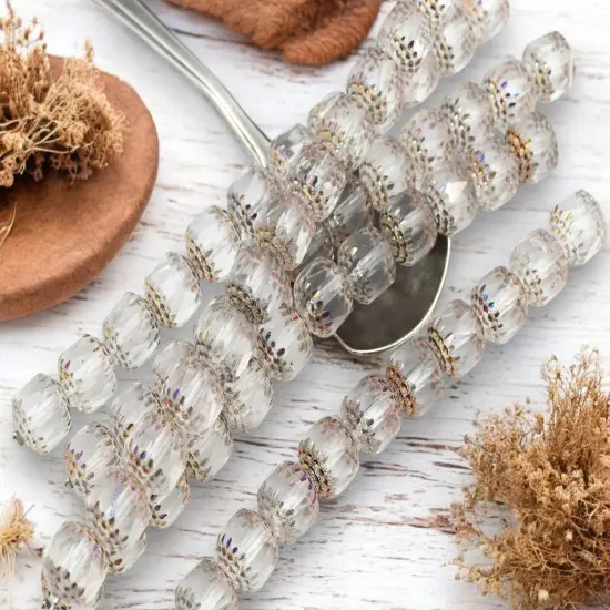 *12* 10mm Metallic Volcano Washed Crystal Fire Polished Cathedral Beads {3}