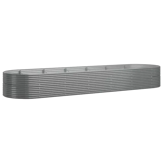 vidaXL Garden Raised Bed Powder-coated Steel 200.8"x55.1"x26.8" Gray {2}