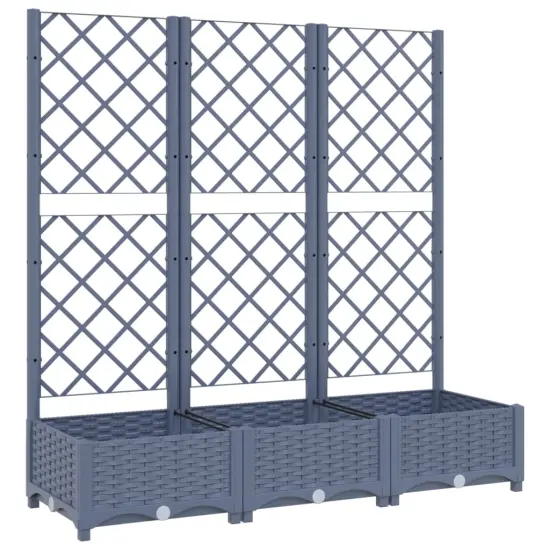 vidaXL Garden Planter with Trellis Dark Gray 47.2x15.7x47.8 PP {2}