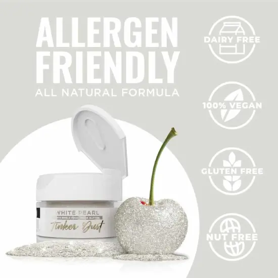 Bakell - White Pearl Tinker Dust (5g, 1x Jar) Edible Glitter for Food, Desserts, and Beverages! {5}