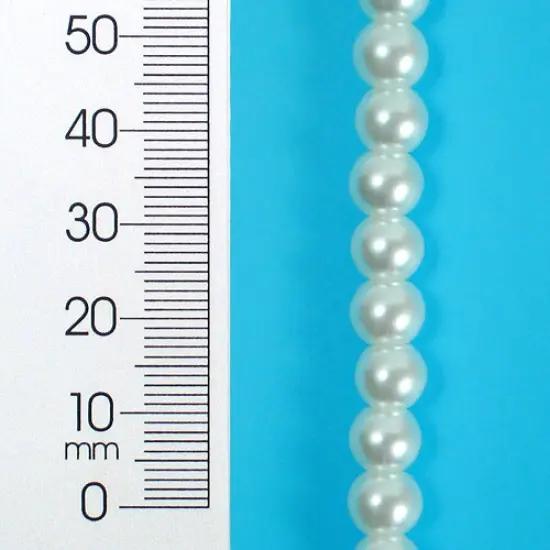 6 Packs of 6mm x 6mm Round Pearl GlassBead 8 Inch Strand Pack of 3 {1}