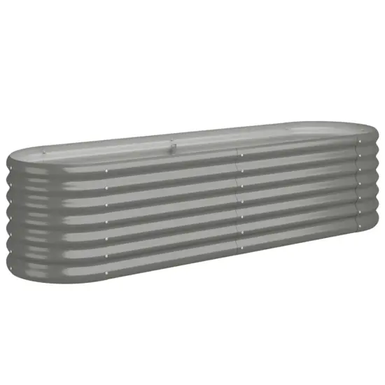 vidaXL Garden Raised Bed Powder-coated Steel 59.8"x15.7"x14.2" Gray {2}