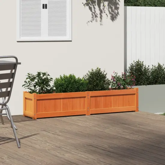 vidaXL Garden Planter Wax Brown 59.1"x12.2"x12.2" Solid Wood Pine {3}