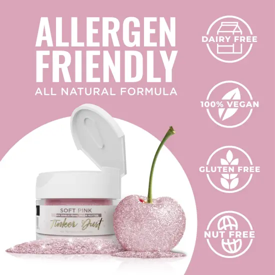 Bakell - Soft Pink Tinker Dust (5g, 1x Jar) Edible Glitter for Food, Desserts, and Beverages! {4}