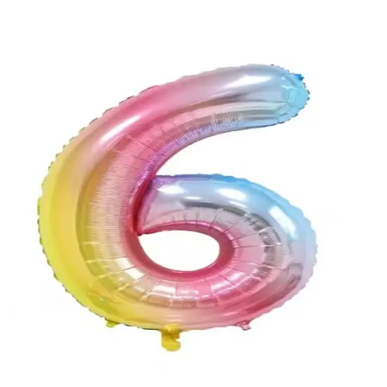 Rainbow Gradient Colorful Number Balloon Foil Balloon F07M1-77-6 {1}