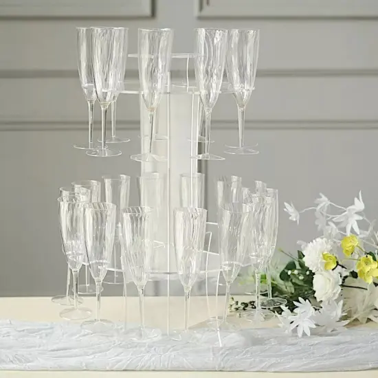 21" Clear 3-Tier Round Acrylic Champagne Glass Flute Holder DISPLAY STAND Party {3}