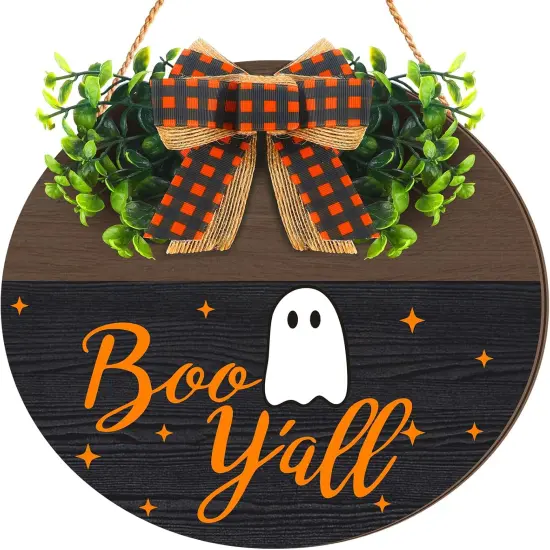 Halloween Wooden Hanging Sign Boo Ghost {1}