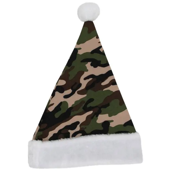 Northlight Unisex Adult Camouflage Christmas Santa Hat- One Size - Green and White {5}