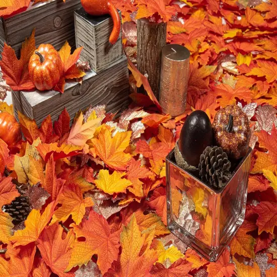 150 Pcs Artificial Fall Maple Leaves {5}