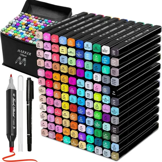 120 Colors Dual Tip Alcohol Markers {1}