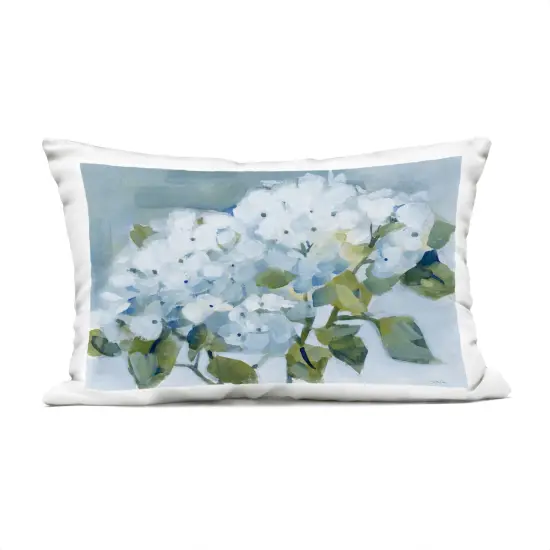 Stupell Industries Blue Spring Cottage Hydrangeas Outdoor Pillow, 14 x 7 x 20 {1}