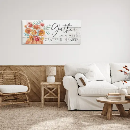 Gather Grateful Hearts Seasonal Harvest Rustic PhraseCanvas Art {2}