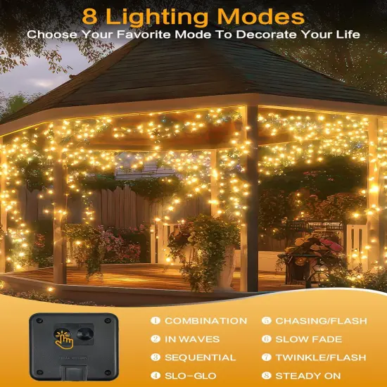 2 Pack Outdoor Solar String Lights - 80FT, 200LED (Warm White) {4}