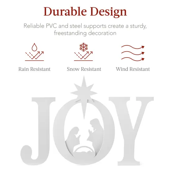Best Choice Products 46in Outdoor JOY Christmas Nativity Decoration w/ Weather Resistant PVC, Ground Stakes White {4}