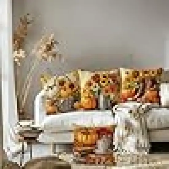 Pumpkin Flower Decorative Throw Pillow {5}