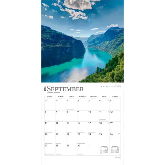 Norway | 2026 12 x 24 Inch (Hanging) Monthly Square Wall Calendar | Plastic-Free {4}