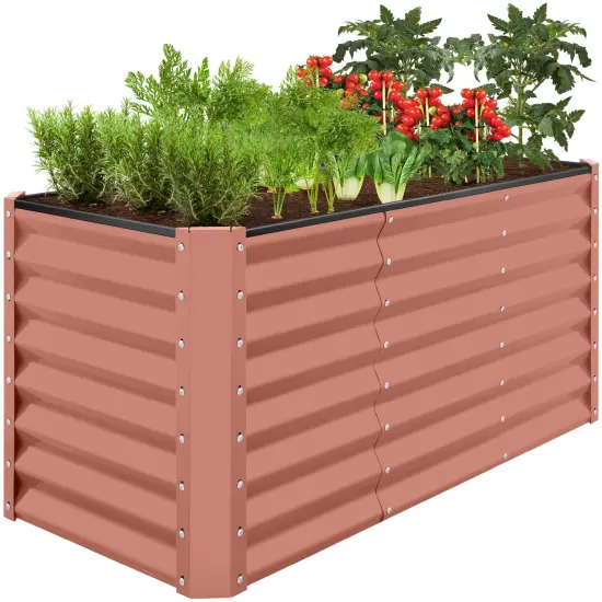 Best Choice Products 4x2x2ft Outdoor Metal Raised Garden Bed, Planter Box for Vegetables, Flowers, Herbs Terracotta {1}