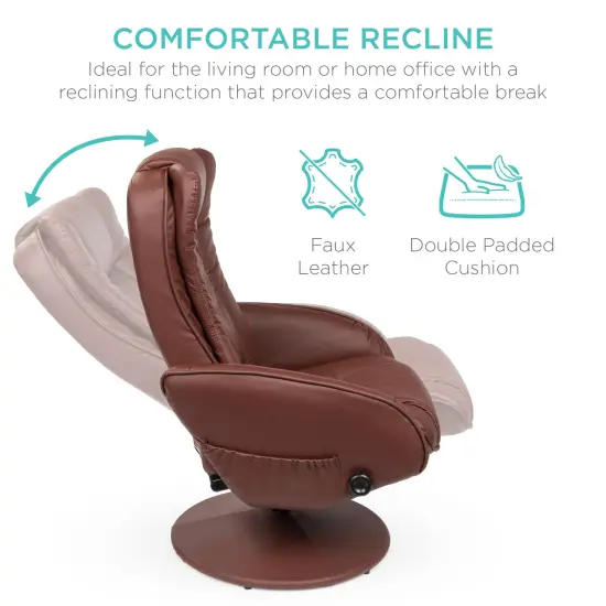 Best Choice Products Faux Leather Electric Massage Recliner Chair w/ Stool Ottoman, Remote Control, 5 Modes Brown {4}