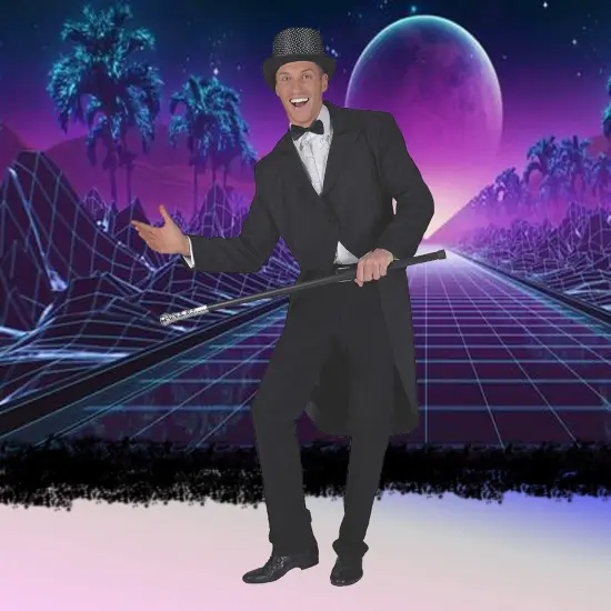 Black Tailcoat Costume Adult Long Jacket Formal Halloween Wear {4}