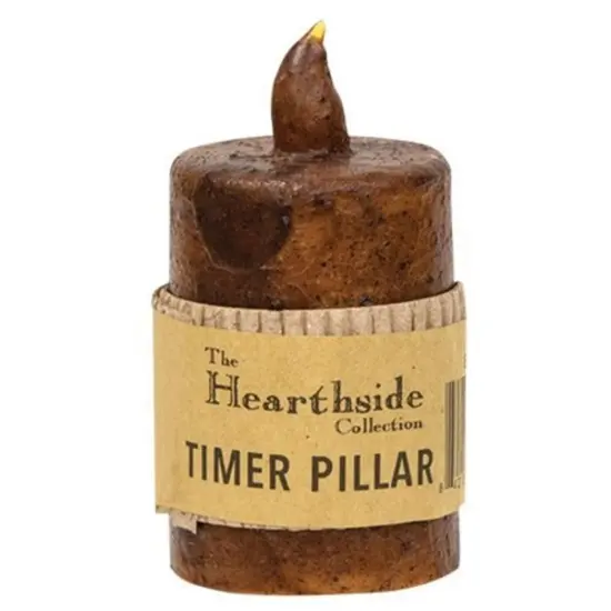 Flickering Burnt Mustard LED Pillar Candle with Timer 6-Hour On/18-Hour Off Battery-Operated {2}