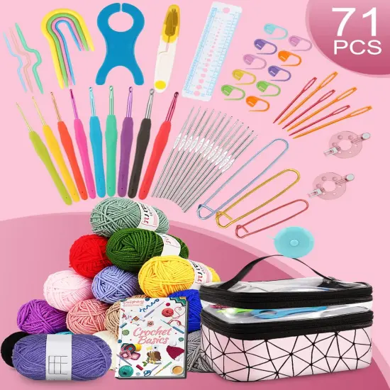 71PCS Crochet Starter Kit with 16 Colors Crochet Yarn & Instructions {5}