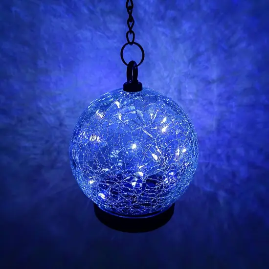 Wind Chimes Outdoor Solar Lights, 42 Inch Large Sympathy Chime 15 Blue LEDs Crackled Glass Ball Birthday Gifts for Women Decorative Hanging in Garden, Yard, Patio, Landscape {5}