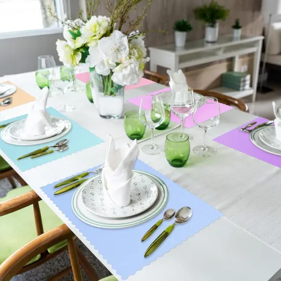 Disposable Paper Place Mats Multicolor Paper Place Mats with Decorative Wavy Scalloped Edge Blank Table Mats for Restaurant Catering Dining Table {4}