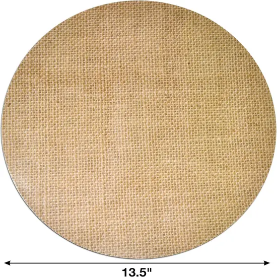 Disposable Burlap Printed Paper Place Mats 50 Pack 13.5 Round Rustic Brown Natural Chargers Coated Place Mat for Fall Spring Vintage Country Farmhouse Tan Table Setting Kitchen Party {2}
