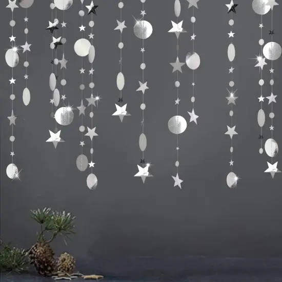 Silver Star Garland Party Decorations Twinkle {5}