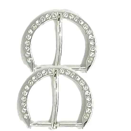 Belt Buckle Metal Prong 1 Inche Sterling Silver Plated Rhine Stone {3}