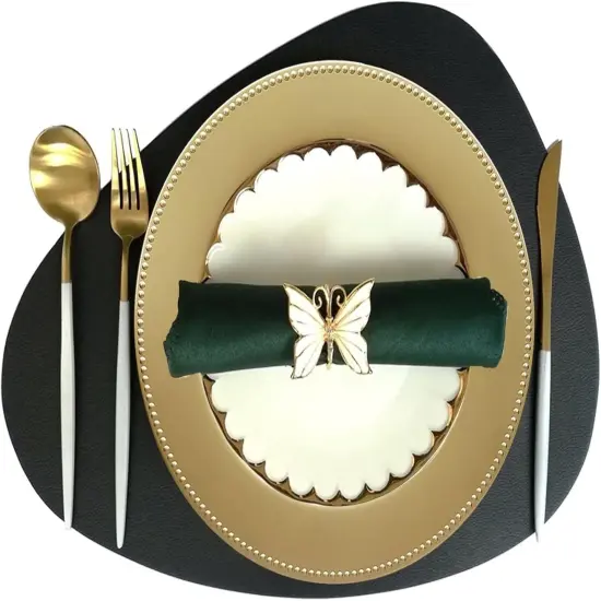 Set of 12 Gold Charger Plates with Beaded. 13" Reusable Plastic Table Chargers for Dinner Plates {4}