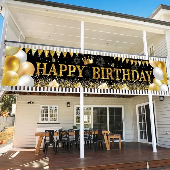 Large Happy Birthday Yard Banner, Happy Birthday Backdrop Banner, Happy Birthday Banner Sign, Happy Birthday Party Decorations Supplies (79 x 16in) (Birthday) {2}