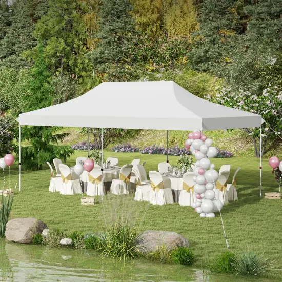 10x20 Feet Pop Up Foldable and Portable Outdoor Gazebo with Carry Bag Ideal for Party or Wedding Ceremony White {2}