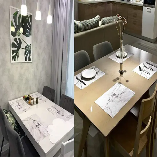 Marble Placemats Washable for Dining Table Set of 6 Thin Environmental Table Mats Wipeable Easy Clean {4}