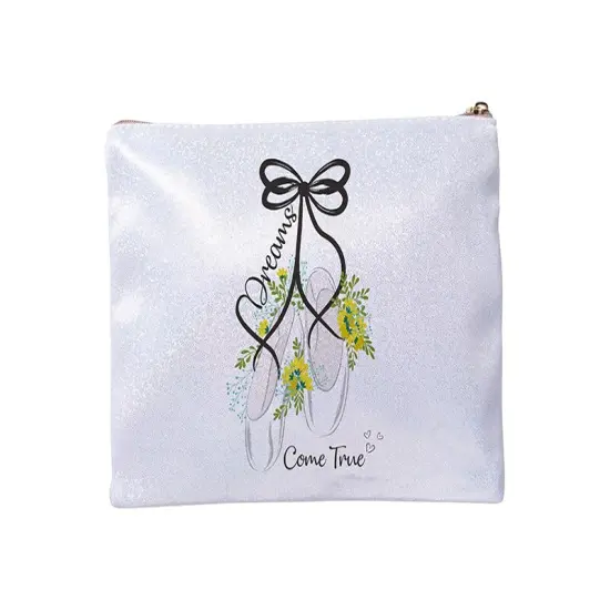 Craft Express 4 Pack Shimmer Sublimation Cosmetic Bags &ndash; 9"x6" Glitter White with Zipper {4}