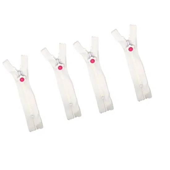 White Plastic Molded Zipper 5MM 5 Inches Closed Bottom with Flower Pull {1}