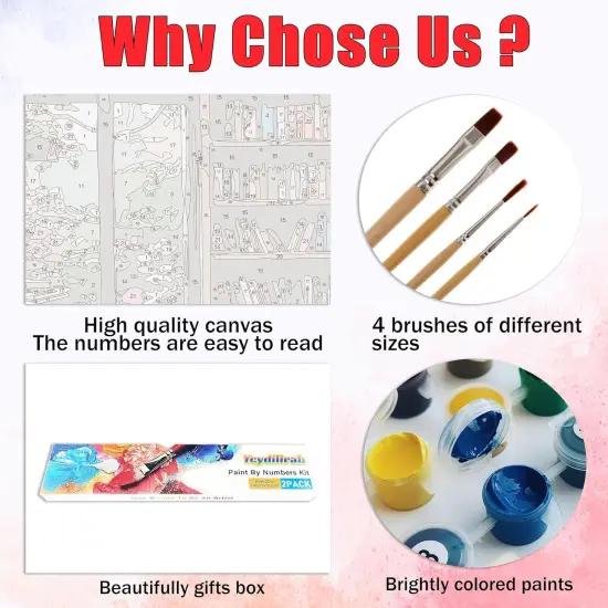 2 Pack Bookshelf Paint by Number Adult(with Gifts Box)- (40x50cm) {4}