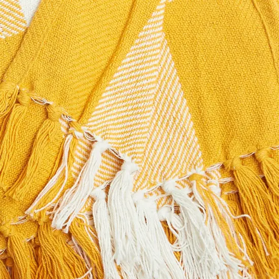 Franklin Ochre Gingham Check Throw Blanket {3}