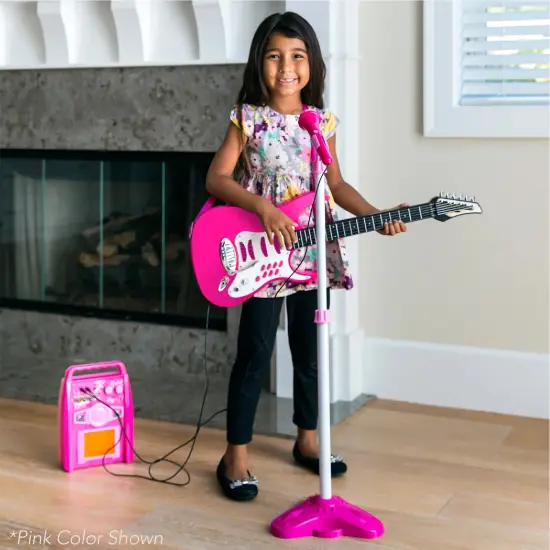 Best Choice Products Kids Electric Musical Guitar Toy Play Set w/ 6 Demo Songs, Whammy Bar, Microphone Soft Pink {2}