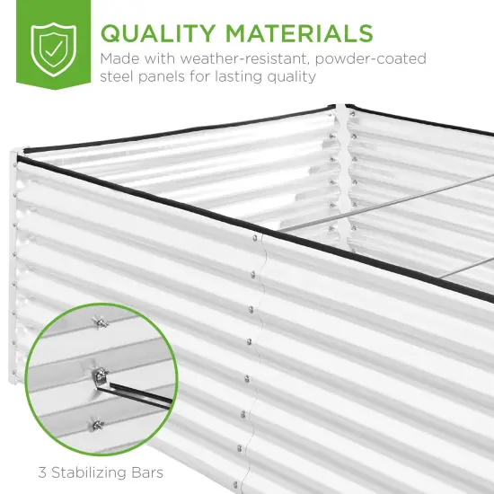 Best Choice Products 8x4x2ft Outdoor Metal Raised Garden Bed, Planter Box for Vegetables, Flowers, Herbs White {6}