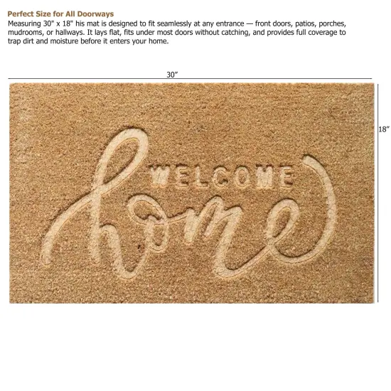Gardenised Heavy Duty Coco Coir Doormat Non Slip PVC Baking Embossed Welcome Design Natural Coconut Fiber Floor Mat for Front Door Porch Patio Entryway Garage Mudroom & Outdoor Use 18x30" Cozy Welcome {11}