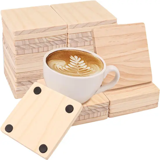 40 Unfinished Wood Coasters - 4 x 4 Inch {1}