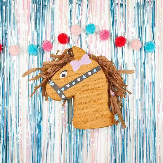 Pony Design Pinata for Horse Themed Cowgirl Birthday Party Supplies, Small (12x16x3 in), For Ages 3+ Brown {3}