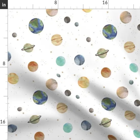 Various Fabrics by the Yard or Fat Quarter Solar System Medium Space Nursery Theme Planets Stars Astronomy Custom Printed Fabric by Spoonflower {2}